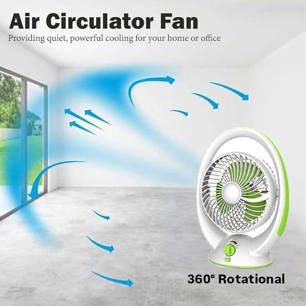 Rechargeable AC/DC Table Fan with LED Light, 180° Folding, 6
