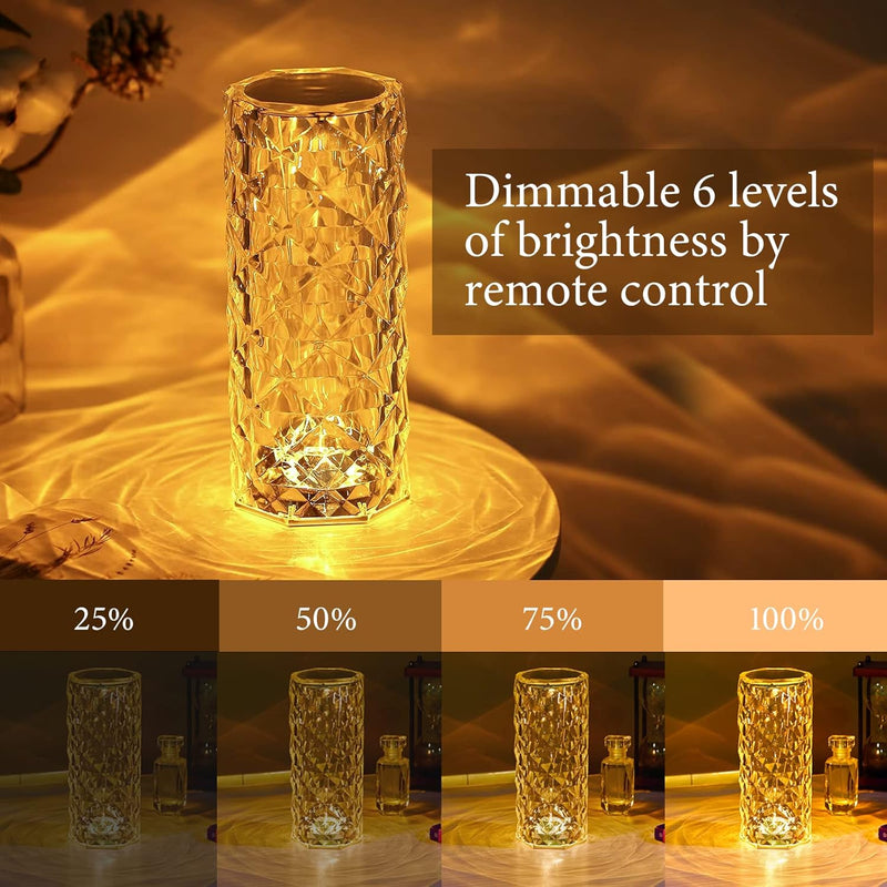 Crystal Diamond Table Lamp Dimmable Touch And Remote Control