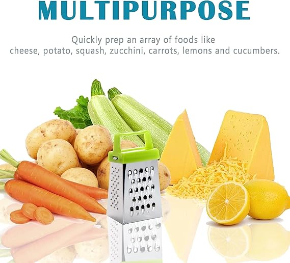 Mini Cheese Grater, Professional Box Grater, Stainless Steel with 4 Sides, Small Box Graters for Kitchen Slicer Cheese/Ginger/Vegetable