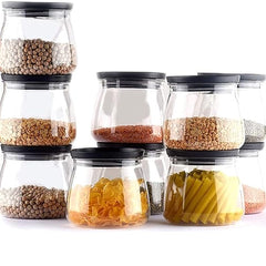 Airtight Container Jar 900ml Set of 6 for Kitchen | Kitchen Organizer Container Set Items| Jar Set for Kitchen| Air Tight Containers for Kitchen Storage (Black)