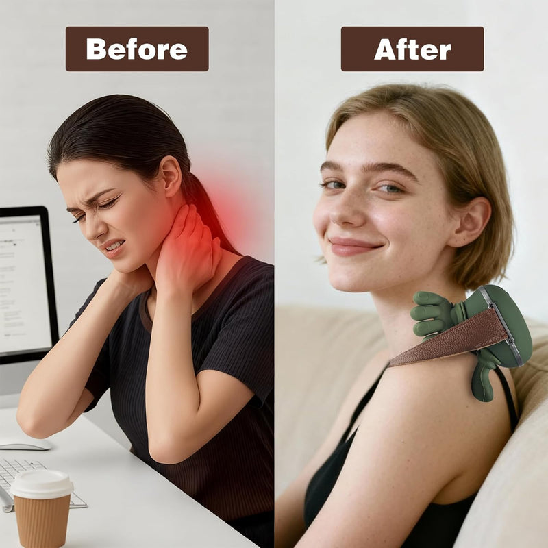 Neck Massager with Hands - Bionic Heated Deep Tissue Kneading Massager for Neck, Shoulder & Leg, 3-Speed Adjustment, USB-C Rechargeable,Best Gift for Lovers, Friends and Family