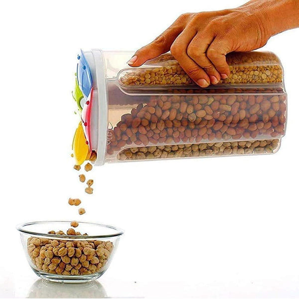 4 SECTION STORAGE CONTAINERS AIRTIGHT TRANSPARENT FOOD PLASTIC STORAGE CONTAINER