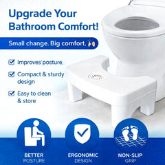 Plastic White Non-Slip Folding Toilet Squat Stool – Portable Foot Rest for Enhanced Bowel Movement, Safe & Comfortable for Adults and Kids