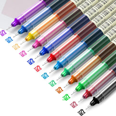 Liquid Ink Rollerball Pens 12Pc Multi Colored 0.5mm Fine Point Gel Pens for Journaling Smooth Writing Office Stationery Art Supplies School Gift