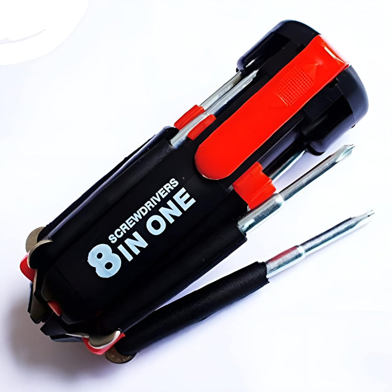 8 in 1 Multi-Function Screwdriver Kit with LED Portable Torch