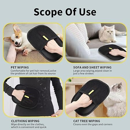 Pet Hair Removal Glove yomi pet Hair Remover Glove Washable Reusable Cat & Dog Hair Remover for Couch, Furniture, Carpet,Clothing,Car Seats