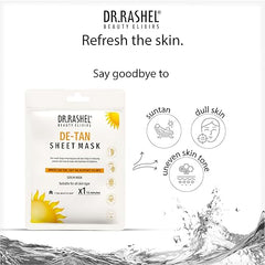 DR.RASHEL De-Tan Face Sheet Mask With Serum For Women and Men | All Skin Types | Soft and Healthy Skin | Deep Cleansing & Oil Control | Repairing & Nourishment | Soothing And Hydrating | Paraben Free | Pack Of 1