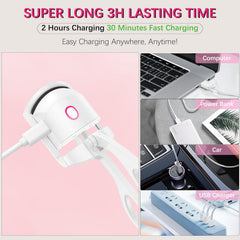Electric Heated Eyelash CurlersHeated Eyelash Curler, Electric Heated Lash Curler Rechargeable, 2 Heating Modes with Sensing Heating Silicone Pad, Portable Handheld Makeup Tools for Women