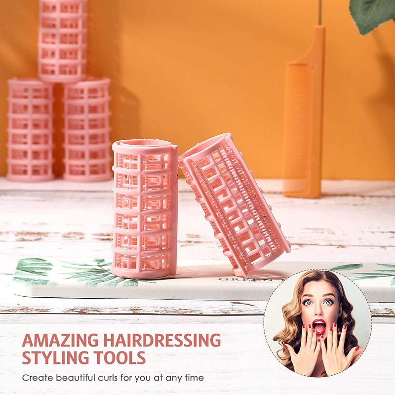 Hair Rollers Plastic Hair Rollers Hair Curlers with Steel Pintail Comb Parting Comb for Short Hair Long Hair Hairdressing Styling Hair Salon, Skin Color