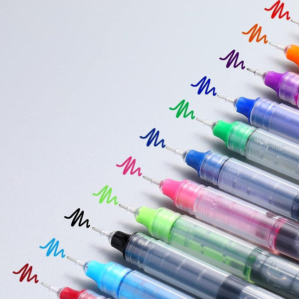 Liquid Ink Rollerball Pens 12Pc Multi Colored 0.5mm Fine Point Gel Pens for Journaling Smooth Writing Office Stationery Art Supplies School Gift