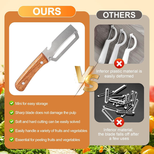 Multi-Functional Kitchen Vegetable Peeler: Ergonomic Handle, with Bottle Opener, Stainless Steel pota to peelers,Papaya Shredder,Kiwi Peeler,Suitable for Fruits, Sugar Cane, Pumpkin(2Pcs)