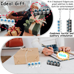 Keyboard Fidget Toys for Adult,Keyboard Fidget Keychain,Fidget Clicker with LED Light,4 in 1 Mechanical Fidget Keyboard for Release Stress,Easter Gifts,Birthday Gifts Multicolor