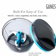 GANESH Wonder Kitchen Dori Handy Vegetable and Fruit Manual Onion Dry Fruit Salad Maker Vegetable Quick String Chopper Machine, Cutter – 3 Stainless Steel Blades (470 ml)