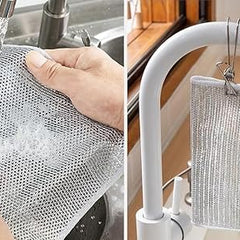 Pack of 10 Multifunctional Non-Scratch Wire Dishcloth, Steel Wire Dish Scrubs, Multipurpose Wire Dishwashing Rags for Wet and Dry Cleaning of Dishes, Sinks, Counters, Stove 20*20