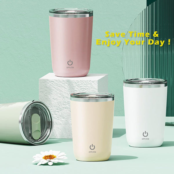 Rechargeable Self Stirring Mug - Magnetic Electric Auto Mixing Stainless Steel Cup for Office/Kitchen/Travel/Home Coffee/Tea/Hot Chocolate