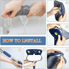 360° Rotatable Adjustable Cleaning Mop Triangle Mop with Stainless Steel Long Handle Push-Pull Squeezing Cleaning Mop Dry & Wet Mop for Floor Windows Ceiling Wall Narrow Space