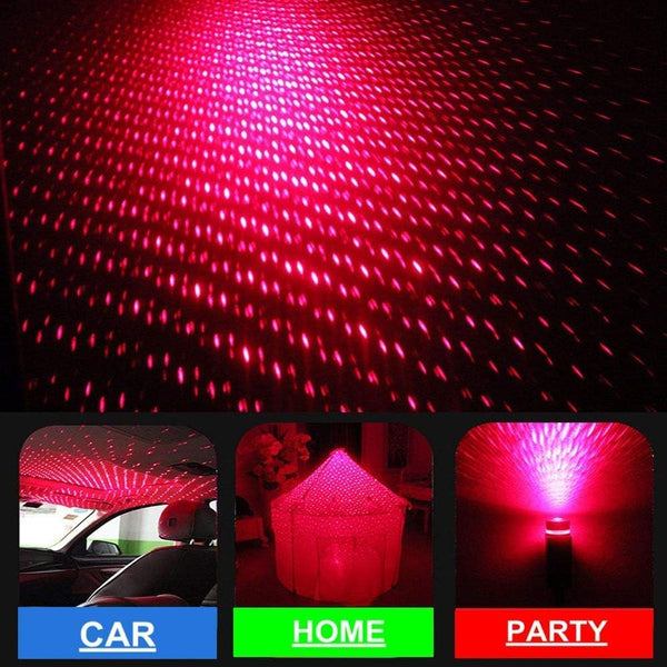 USB Car Roof Star LED Lights, Flexible Romantic Galaxy Night Lamp Fit All Cars Ceiling Decoration Light Interior Ambient Atmosphere -No Need to Install (Red)