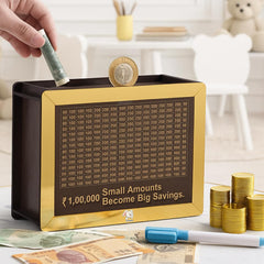 Wooden Piggy Bank with Counter | Money Bank for Kids & Adults | Carved Savings Box, Wooden Coin Box, Mini Money Saver Bank with Number Counter | Cash Saving for Home & Office Use