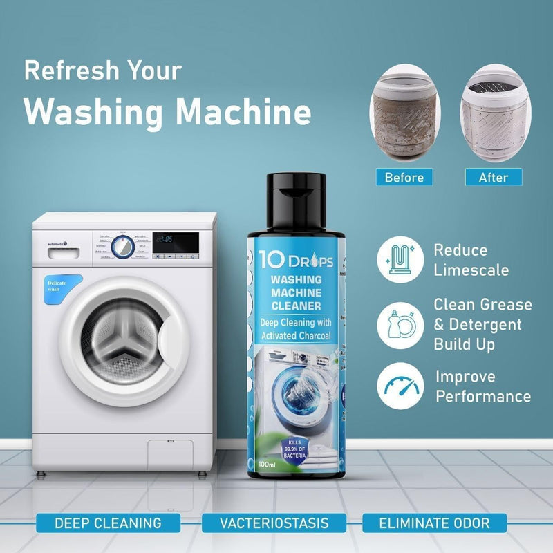Washing Machine Cleaner with Activated Charcoal, Deep Cleaning, Premium Washing Machine Cleaner liquid Quick Descaler for Scale Remover Cleaning of Tub Drum Front & Top Load Machine