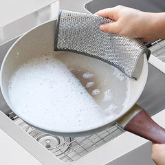 Pack of 10 Multifunctional Non-Scratch Wire Dishcloth, Steel Wire Dish Scrubs, Multipurpose Wire Dishwashing Rags for Wet and Dry Cleaning of Dishes, Sinks, Counters, Stove 20*20