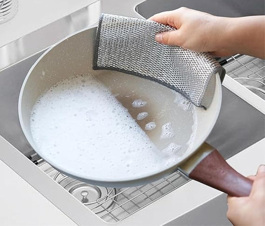 Multifunctional Non-Scratch Wire Dishcloth, Steel Wire Dish Scrubs, Multipurpose Wire Dishwashing Rags for Wet and Dry Cleaning of Dishes, Sinks, Counters, Stove 20*20