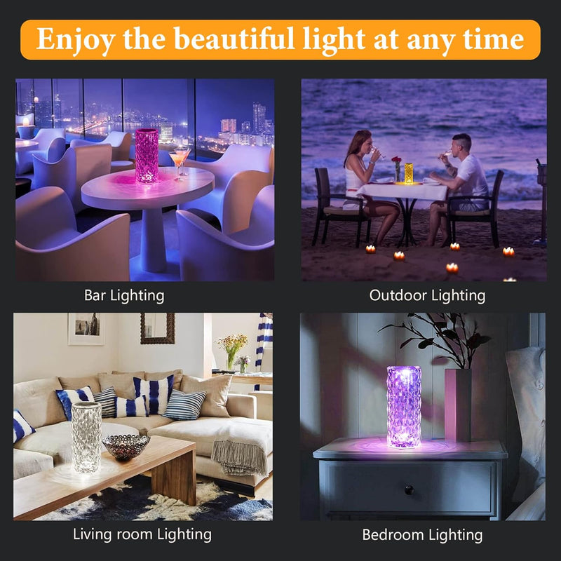 Crystal Diamond Table Lamp Dimmable Touch And Remote Control
