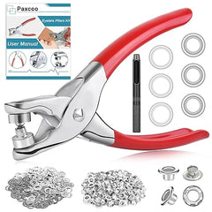 1 x metal eyelets grommet tool, press stud set with pliers, hollow fixed press studs set, with 100 extra eyelets for leather, canvas, fabrics and clothing, shoes, belts, bags, crafts