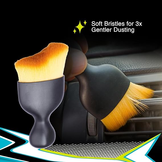 Mini Car Cleaning Brush with Handle and Dust Cover Car AC Vent Cleaner Dashboard Cleaner Accessories for Detailing Brush Multipurpose Gadget Cleaner Car Duster Brush (Pack of 2)