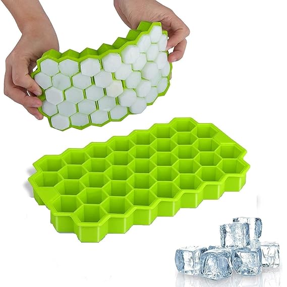 Ice Cube Trays for Freezer ice Trays Silicone Flexible Silicone Shape Honeycomb 37 Cavity Ice Cube Tray for Freezer, Reusable-Multicolor (2-Ice Tray)