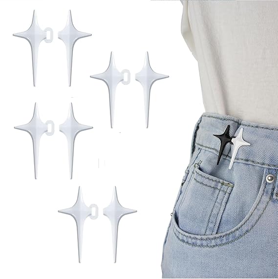 Tonity Jeans Button, Adjustable Button for Jeans, Detachable Decorative Waist Buckles Adjustable Waist Buckle for Loose Jeans Pants | Pearl Detachable Instant Jeans (2-Psc-White pin)