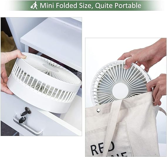 Rechargeable Fan For Home Portable Travel Mini Desk and table Air Circulator Fans with Adjustable Height from 14.2 inch to 3.3ft as Pedestal stand floor Fan, 3 Speed Settings