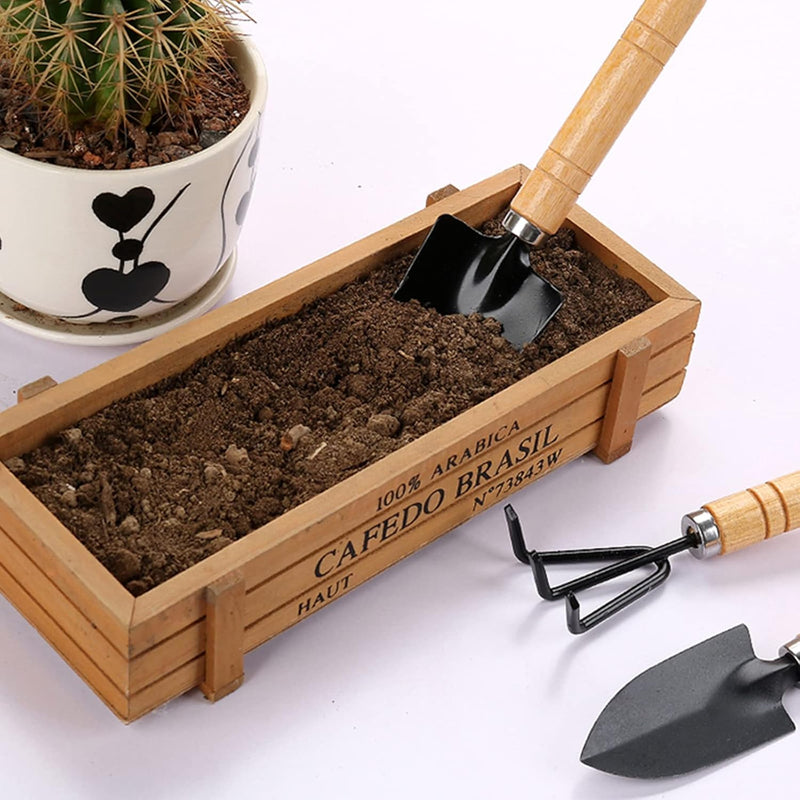 3 Pcs Gardening Hand Tools Set (Cultivator, Big Trowel, Transplanter with Wooden Handle), Home Garden Durable Plant Tool, Planting, Weeding, Pruning, Soil Maintenance, Farming Essential Kit