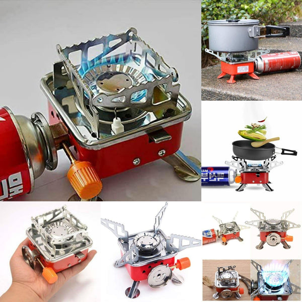 camping gas stove - Outdoor Stove | camping stove - 2800W- Ultra Light Folding Picnic Cooking Gas Burners Folding Stove With Storage Bag - Emergencey stove, Stainless Steel