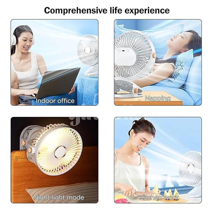 Portable Clip on Fan Battery Operated - Small Powerful USB Table Fan | 3 Speed Quiet Rechargeable Mini Desk Fan | 360° Rotate Personal Cooling Fan for Home Office Stroller Camping