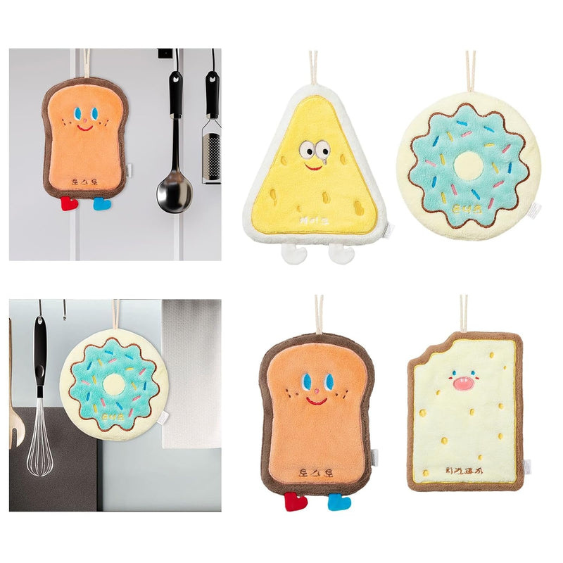 Velvet Hand Towels with Hanging Loops Absorbent Extra Soft Dish Towels Cake