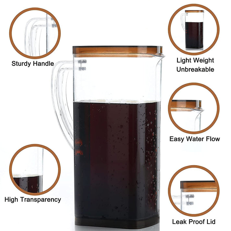 2000ml Square Jug – Premium Water & Juice Storage, Durable & Leak-Proof Beverage Container Multicolors