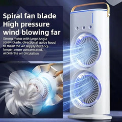 Double Ended Spray (Newly 2025) Desk cooler with Mist Spray (WITH REMOTE) Travel Cooler Fan, Water Misting Fan, USB Rechargeable Mini Desktop Cooler for Office home,Best for summer gifts