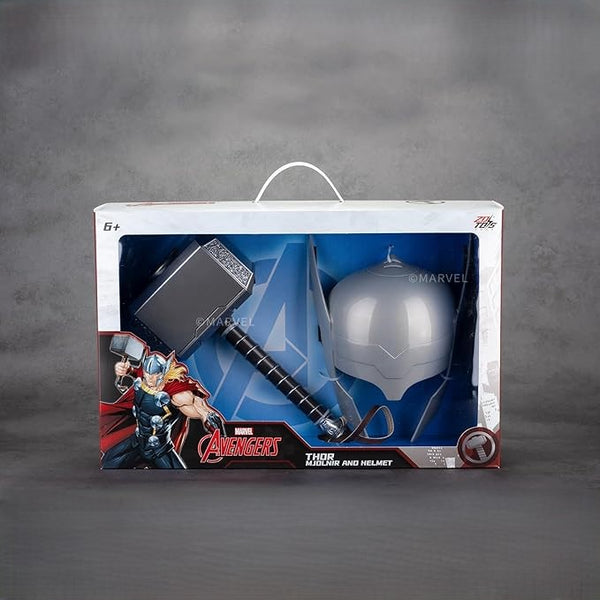 Marvel Avengers Thor Role Play Hammer & Helmet Combo | ABS + PV Cosplay Toy Set for Kids | Superhero Dress-Up Gear | Ages 6+