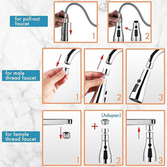 Tap Extender for Kitchen Sink – 360° Rotating Faucet Attachment, Splash-Proof, Water-Saving, Easy Installation, Universal Fit Nozzle for Washings (360° Rotating Faucet)