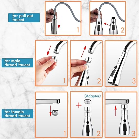 Tap Extender for Kitchen Sink – 360° Rotating Faucet Attachment, Splash-Proof, Water-Saving, Easy Installation, Universal Fit Nozzle for Washings (360° Rotating Faucet)