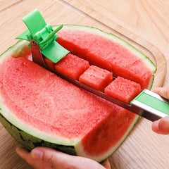 1PC Watermelon Slicer Stainless Steel Windmill Cutter | Fruit Carving Knife Tool for Quick Cube Cutting | Mess-Free, Kid-Safe Melon Slicer for Kitchen, Picnic & Summer Snacking (Green)