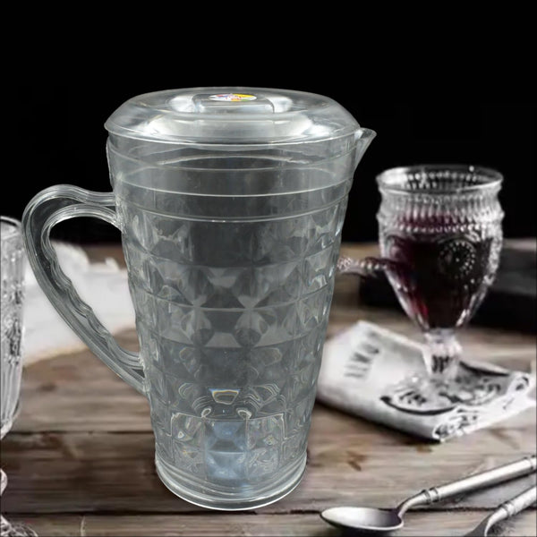 Mocktail Pet Jug Plastic Jug with lid, Drinking Beverage Jag, Transparent Tableware Reusable BPA Free, Plastic Water jug for Home use, Ideal for Home, Restaurants