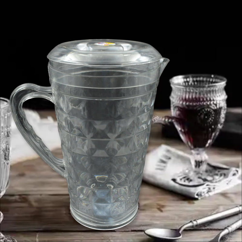 Mocktail Pet Jug Plastic Jug with lid, Drinking Beverage Jag, Transparent Tableware Reusable BPA Free, Plastic Water jug for Home use, Ideal for Home, Restaurants