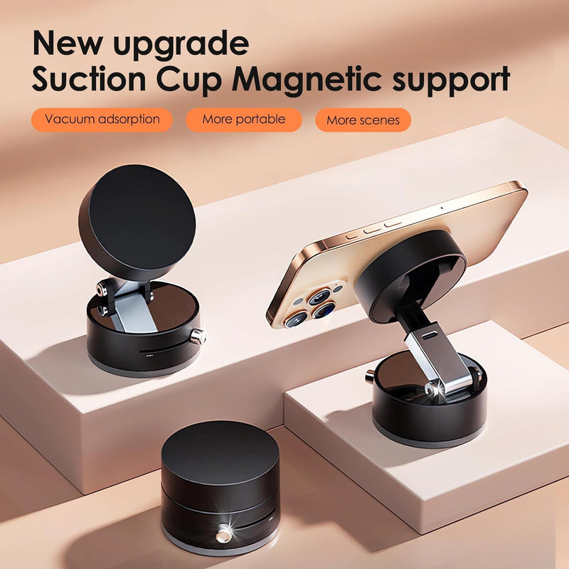 360 Vacuum Magnetic Phone Holder Hands Free, Foldable Suction Mount, Strong Grip for Mirror, Shower, Gym, Car, Kitchen and Universal Magnetic Phone Stand