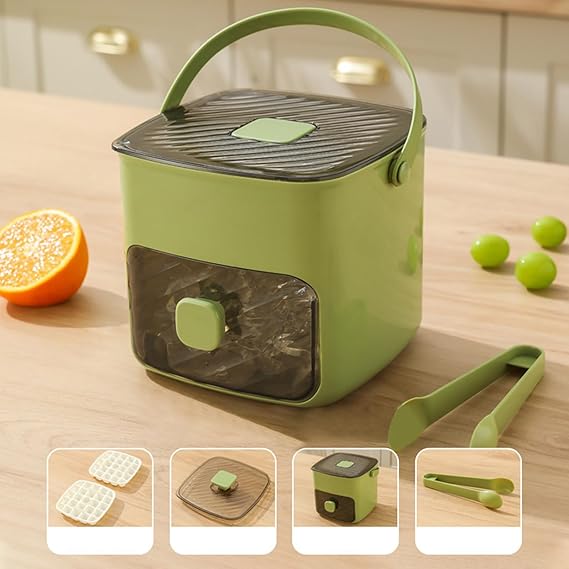 Portable Ice Maker for Freezer with Ice Bin Fast, Compact Countertop Design & Storage Drawer | One-Touch Operation for Home, Office,Household & Outdoor Use (Green)
