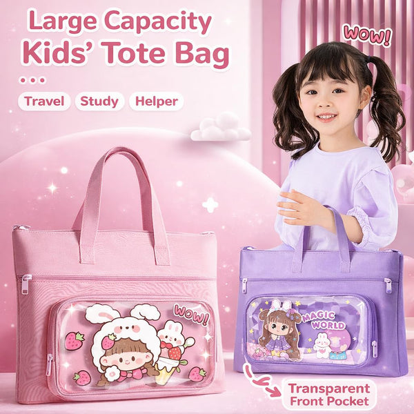 Large Capacity Stationery Organizer Bag, 3 Compartment School Book Storage Case, Durable Fabric 34×27 cm, Handheld Carry Bag for Students & Girls