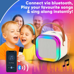 Rechargeable Karaoke Mic with Speaker for Singing | Wireless Mini Portable Bluetooth Speaker with Microphone & LED Lights | Cute Birthday Gift for Kids Musical Toys for Boys, Girls and Adults