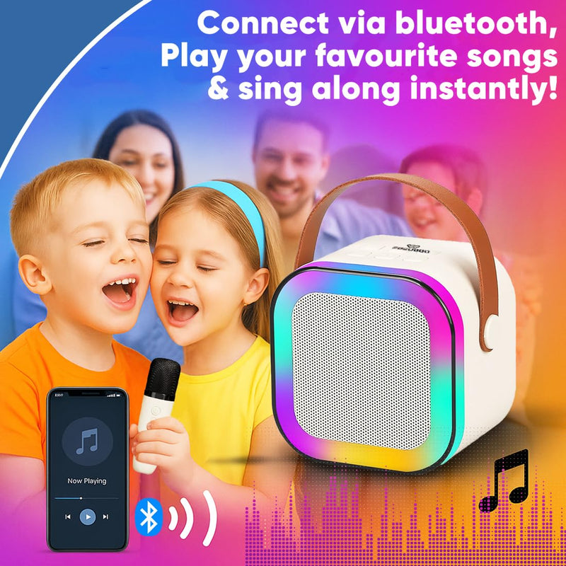 Rechargeable Karaoke Mic with Speaker for Singing | Wireless Mini Portable Bluetooth Speaker with Microphone & LED Lights | Cute Birthday Gift for Kids Musical Toys for Boys, Girls and Adults