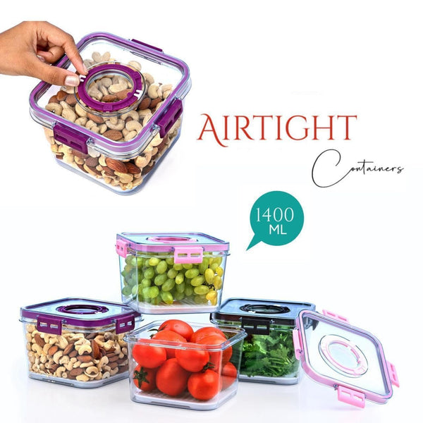 Freezer Storage Square Shape Airtight Containers 1400ml, BPA- Free, Multipurpose Kitchen Storage Airtight Containers Set With Time Keeping Feature (Pack Of 1)(1400ml)