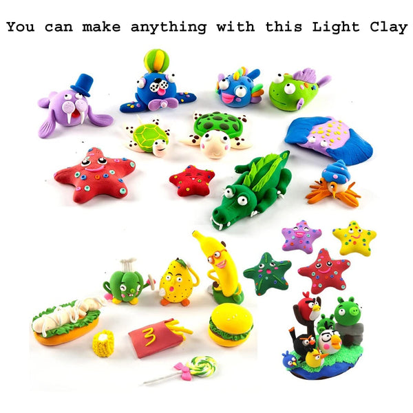 Super Clay 12Pc Air Dry Clay for Kids with Sculpting Tools - Creative Art & Crafts Play Dough Birthday Return Gift for Boys and Girls